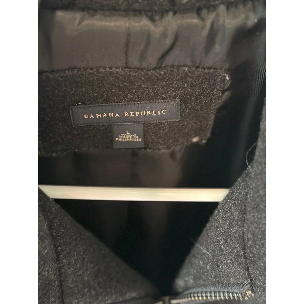 BANANA REPUBLIC BRAND~Men’s (Large) Dark Gray Wool Bomber Coat/Jacket, Outerwear - Picture 2 of 10